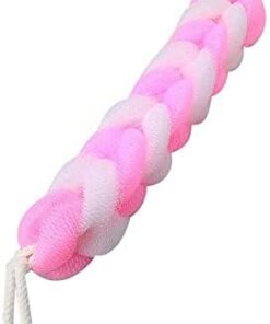 XYZOOM Nylon Stretchy Braids Bath Shower Mesh Puff Schwamm Rosa Weiß(1a6da 8ba12 d1804 9d506 c2aeb e28b0