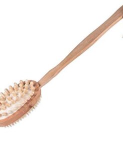 Badebürste für den Körper, doppelt, natürlich, Wildschweinborsten, Duschseide, Rückenentfernung, langer Griff, 40 cm (17 Zoll), Reduzierung der Cellulite-Exfoliation der Haut, zur Entgiftung