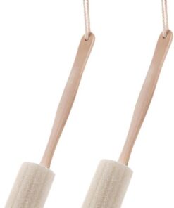 OUNONA 2 Stck Loofah Peeling Rückenbürste mit Langem Holzgriff Sanfte Körperbürste für Dusche und Bad Effektives Peeling und Massage Ergonomisch für Rückenschrubben und Einfache