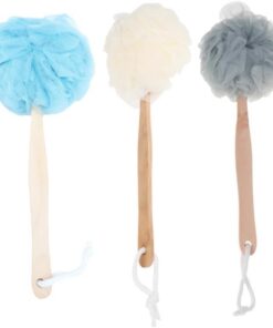 STOBAZA Badeschwämme Entfernt Sanft Abgestorbene Haut 3 Stück Komfortable Körperpeelingbürste mit Längem Holzgriff aus Nylon für Dusche und Bad