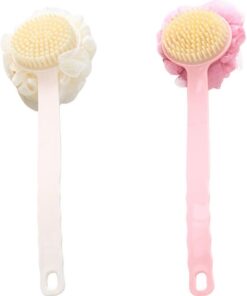 OUNONA 2stücke Badpinsel mit Langem Griff für Dusche Rückenschrubber aus Weichem Material Badeaccessoires für Einfache Reinigung Platzsparend für Bad und Dusche