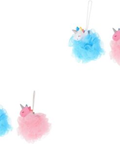 Healvian 4 Stück Einhorn-badeball Badezimmerversorgung Luffa-schwamm- Badewannenzubehör Luffa-peeling Bad Luffa Hautreinigungsreiniger Pvc Fräulein Puffs Rosa Sanft