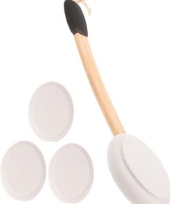 VALICLUD Rückenlotion Applikator mit Langem Holzgriff und Sanftem Bürstenkopf Inklusive Ersatzköpfen als Eincremehilfe für Rücken Beim Baden