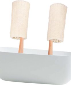 OUNONA Badebürste und Natürlichem Luffa mit Langem Griff 36x10cm Peelingbürste für Dusche und Bad zur Sanften Hautreinigung und Schneller Trocknung