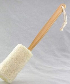 Gwill Natural Peeling Luffa Luffa Loofa Badebürste am Stiel - mit langem Holzgriff-Rückenbürste für Männer & Frauen - Duschschwammkörper-Rückenwäscher Packung mit 1