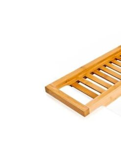 Relaxdays Bambus Badregal 75 x 25 x 18 cm, Natur & Badewannenablage aus Bambus mit Gitter HBT: 4 x 64 x 15 cm Wannenbrücke zur Ablage von Seife oder Schwamm Badewannenauflage, Natur