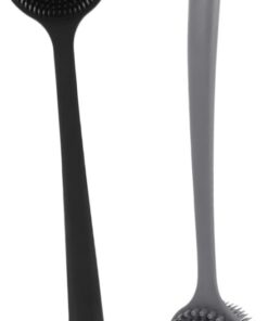 Healvian 2 Stück Silikon Rückenbürste mit Langem Griff Handheld Körperbürste für Sanfte und Peeling für Dusche und Badewanne Schwarz