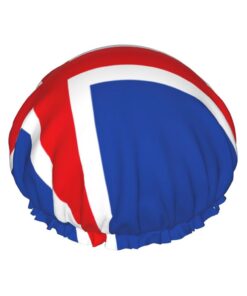 Badekappe mit Flagge von Island, für langes Haar und kurzes Haar, waschbar, elastisches Band, Badehaarmütze für langes Haar, Zopf