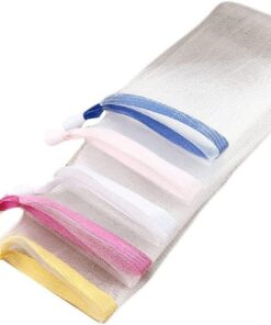 Seifennetz zum Aufhängen, Nylon, zum Aufschäumen, Reinigen, Baden, Reinigungshandschuhe, zufällige Farbe, 5 Stück