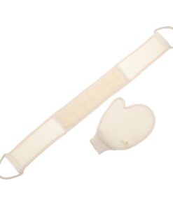 Peelinghandschuhe Satz für Dusche aus Baumwolle Leinen, Beige | 1 Satz, Ergonomisches Design für Reisen und Massage, für Männer und Frauen