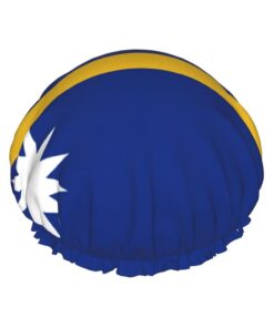 Badekappe mit Flagge von Nauru für langes Haar und kurzes Haar, waschbar, elastisches Band, Badehaarmütze für langes Haar, Zopf