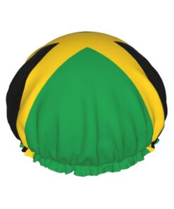 Flagge von Jamaika, groß, wasserdicht, Duschhaube für Damen, langes Haar, waschbar, elastisches Band, Badehaarmut