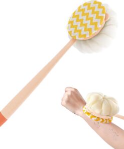 Badeschrubber – Langer Griff, doppelseitige Luffa-Bürste | Duschschrubber für Körper und Reinigung, ideal für Erwachsene, ältere Menschen, Arme, Beine, Rücken, Zuhause, Wohnung, Wohnheim