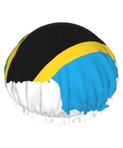 Haarabdeckung mit Tansania-Flagge, für Dusche, verstellbare Haarkappe, stilvoll, groß, wasserdicht, Duschhaube