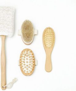 Badebürste Holzgriff Badebürste Weiches Fell Peeling Badebürste Körperbürste Trockenbürste Schlamm Schlamm Artefakt 4-Teiliges Kammbürstenset Bequemlichkeit