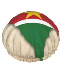 Duschhaube mit Surinam-Flagge, Map04-Druck, weich gefüttert, doppellagig, waschbar, breites Gummiband, Haar-Duschhaube für Badewanne