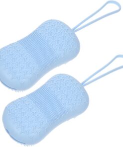 VALICLUD Silikon Duschbürste 2 Stück mit Weichem Peeling Effekt und Einfache Reinigung für Bad und Dusche in Blau Massagebürste zur Hautpflege und Fettreduzierung