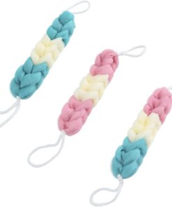 OUNONA 3 Stück-pack Lange Badepeeling Streifen aus Pe Material Flexible Badeschwämme mit Lanyard Körperpeeling für Bad und Dusche Rückenschonend Langlebig und Weich Zufällige Farbe