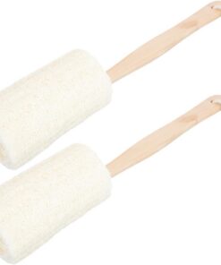 OUNONA 2 Stück-pack Hautreinigungsbürste aus Loofah Schwamm mit Holzgriff Leicht für Rücken Sowie Brust Effektives Hautpeeling und Massage im Badezimmer