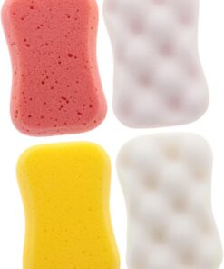 Healvian 4 Stück-pack Badeschwamm Duschschwamm Hautfreundlich zum Peeling und Massage für Bad und Dusche Badeutensilien Zufällige Farbe