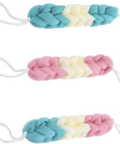 VALICLUD Lange Badestreifen Zufällige Farbe aus PE 3 Stück-pack zur Gründlichen Körperreinigung und Rückenpflege mit Lanyard Design für Bad und Dusche