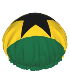 Badehaube mit Flagge von Ghana, wiederverwendbar, doppelte wasserdichte Schichten, Duschhauben für Frauen und Damen