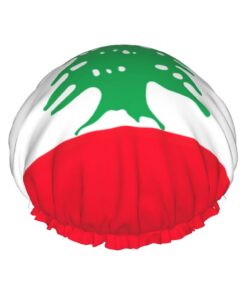 Badekappe mit Libanon-Flagge für langes und kurzes Haar, waschbar, elastisches Band, Badehaarmütze für langes Haar, Zopf
