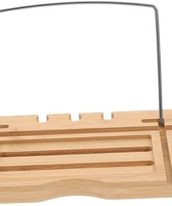 OUNONA Badewannentablett Aus Bambus Mit Verstellbarer Handyhalterung Und Handtuchablage Für Badewanne Rutschfestes Design Für Zusätzlichen Komfort Beim Baden