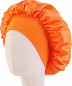 Kinder-Duschhaube, elastisches Band, wiederverwendbar, wasserdicht, Schlafkappe für alle Haarlängen, 1 Stück, Orange