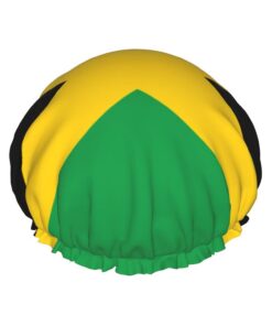 Duschhaube für Damen, Motiv: Flagge von Jamaika, groß, waschbar, elastisches Band, Badehaar, Duschhaube