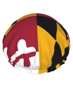 Duschhaube mit Maryland-Staatsflagge, groß, waschbar, elastisches Band, Badehaar, Duschhaube