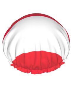 Badekappe mit indonesischer Flagge, für langes Haar und kurzes Haar, waschbar, elastisches Band, Badehaarmütze für langes Haar, Zopf