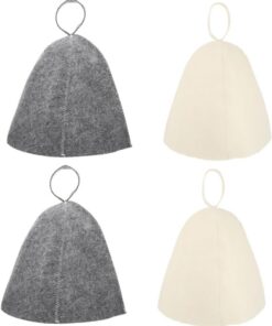 Abaodam 4 Stück-Pack Filz Saunahüte für Damen Verdickter Kopfschutz Wärmedämmend Tragbarer Saunahut aus Filz für Sauna und Dampfbad Vielseitiges Zubehör