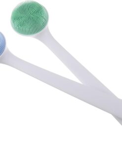 VALICLUD 2 Stück Silikon Badewannenschwamm mit Langem Griff Tiefenreinigende Körperbürste zur Porenreinigung und Massage Fördert Hautpflegeaufnahme für Dusche und Bad