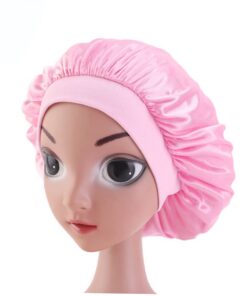 OUNONA Kinder Schlafmütze 2 Stück Elastisch Mit Breitem Rand Haarschutz Für Schlafen Zuhause Reisen Rosa Und Violett