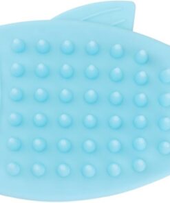 STOBAZA Badebürste aus Silikon in Blau Fischförmig mit Massagefunktion für Sanfte Körperreinigung und Zarte Badewanne Shampoo Bürste für Babys Praktische Haarwaschbürste für Empfindliche