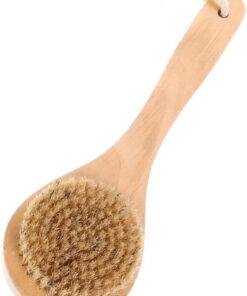 Duschbürste mit Weichen Borsten und Holzgriff für Rückenpeeling und Massage zur Hautpflege bei Erwachsenen