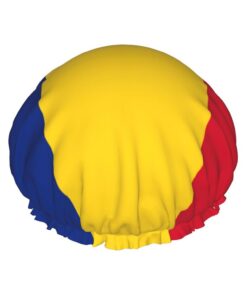 Badekappe mit Flagge von Rumänien, bedruckt, für langes und kurzes Haar, waschbar, elastisches Band, Badehaarmütze für langes Haar, Zopf