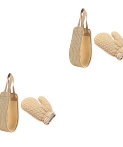 Healvian 4 Stück Badehandschuhe Peeling-Duschhandschuh Rückenbürste exfoliating towel skin care set handtücher Duschhandschuhe Reiben Handtuch Streifen Ziehen Sie den Schal zurück