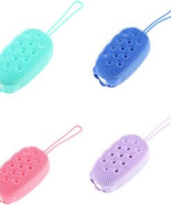 Healvian 4 Stück Silikon Badebürste Teilig Doppelseitiger Hautmassager für Dusche Sanfte und Pflege Zufällige Farben für Trockene Haut und Körperpflege Zufällige Farbe