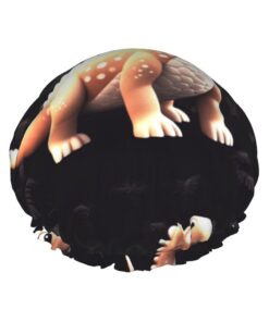 Niedliche Dinosaurier-bedruckte Duschhaube für Frauen, wasserdichte Badekappen, wiederverwendbar, doppellagig, Duschhut, Bade-Duschkappen für Männer, Damen, Spa, Salon