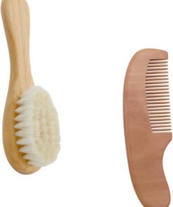 OUNONA Körperbürste mit Holzgriff und Wollborsten mit Haarpflegekamm Kinderbade-waschzubehör für Sanfte Hautreinigung und Kopfmassage