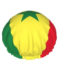 Badekappe mit Flagge von Senegal, für langes Haar und kurzes Haar, waschbar, elastisches Band, Badehaarmütze für langes Haar, Zopf