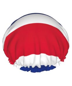 Doppelschichtige Duschhaube mit Flagge von Costa Rica, wiederverwendbar, leicht und weich, Badehaube für Damen