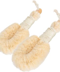 OUNONA 2 Stück Natürliche Sisal Faser Badebürsten Effektive Peeling Körperbürste Langlebiger Dusch und Trockenbürsten Einsatz Ergonomisch Geformt für Sanfte Hautreinigung und Verbesserte
