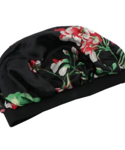 VALICLUD Elastische Schlafmütze aus Schwarzem Satin mit Atmungsaktivem Breitem Rand Haarschutz für Erwachsene zum Schlafen und Reisen