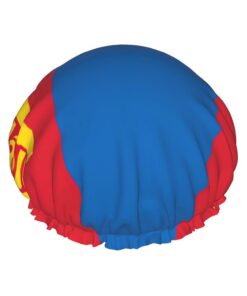 Badekappe mit mongolischer Flagge, für langes Haar und kurzes Haar, waschbar, elastisches Band, Badehaarmut für langes Haar, Zopf