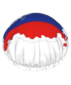 Badehaube mit russischer Flagge, wiederverwendbar, doppelte wasserdichte Schichten, Duschhauben für Damen