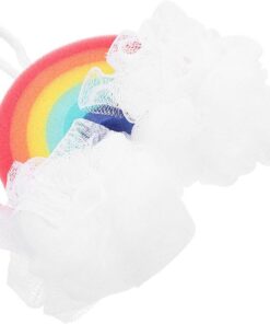 VALICLUD Badeschwamm für Sanfte Reinigung Regenbogenförmiger aus Pe und Schwamm Leichter und Weicher Körperschrubber für Kinder Badezimmeraccessoire