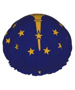 Indiana State Flag Print Hair Cover For Shower, Women Adjustable Hair Cap Stylish Large Waterproof Shower Bonnet